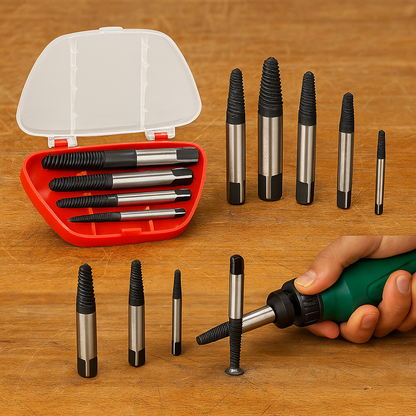 🔧 Kit Extractor de Pernos Dañados 5 Piezas – Extrae tornillos rotos fácil y rápido