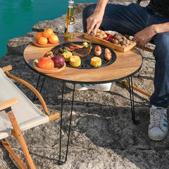 🔥 Mesa Redonda Plegable para Asado y Parrilla – ¡Ideal para Camping y Exteriores!