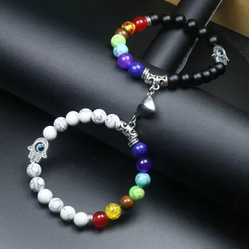 💞 Pulseras para Parejas 7 Chakras – Unión, Energía y Equilibrio Espiritual 🌈