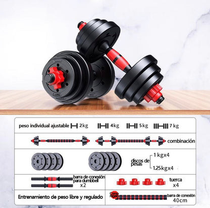 🏋️‍♂️ Set de Pesas Ajustables 10 KG – Compacto, Económico y Súper Versátil
