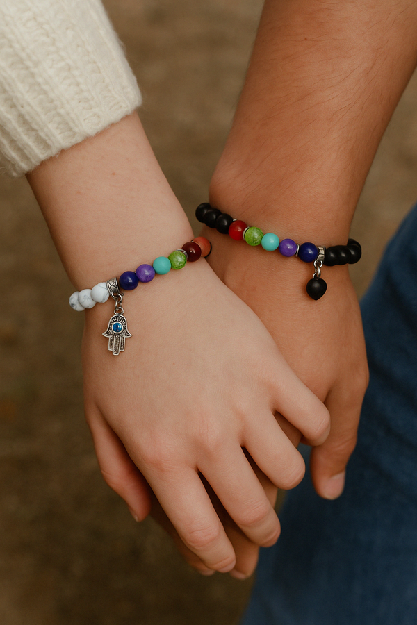 💞 Pulseras para Parejas 7 Chakras – Unión, Energía y Equilibrio Espiritual 🌈