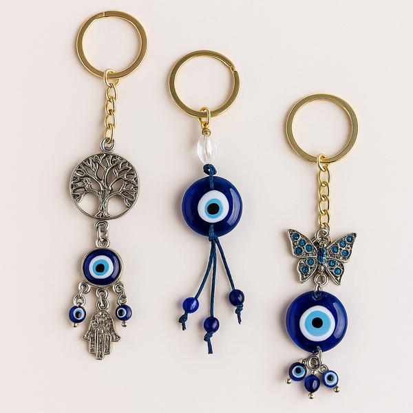 👁️ Set de 3 Llaveros Ojo Turco – Protección y Estilo que te Acompañan 👁️