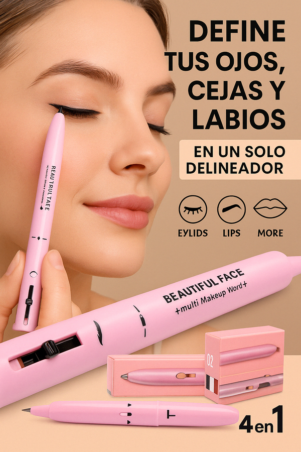 🖊️ Lápiz Delineador 4 en 1 Premium – ¡Todo lo que necesitas en un solo lápiz!